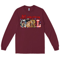 Burgundy All American girl with cowgirl Long Sleeve Tee - Neo Western