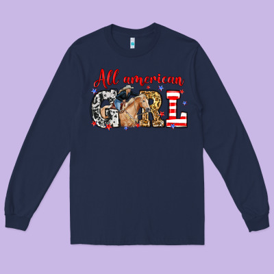 All American Girl With Cowgirl Long Sleeve Tee Designed By Neo Western