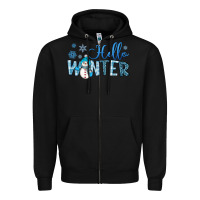 Black hello winter Zipper Hoodie - JahusDesignShop
