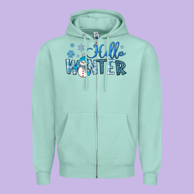 Hello Winter Zipper Hoodie Designed By Jahusdesignshop