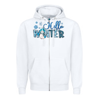 White hello winter Zipper Hoodie - JahusDesignShop