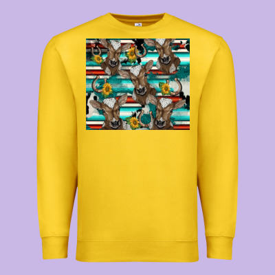 Western Horseshoe Sunflower Brown Cow Premium Sweatshirt Designed By Barkaloodesign