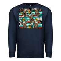 Navy western horseshoe sunflower brown cow Premium Sweatshirt - BarkalooDesign