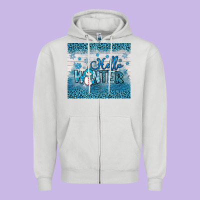 Hello Winter Zipper Hoodie Designed By Jahusdesignshop