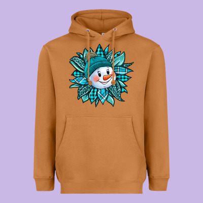 Cute Snowman Winter Sunflower Heavyweight Hoodie Designed By Jasminsmagicworld
