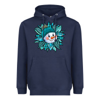 Navy cute snowman winter sunflower Heavyweight Hoodie - Jasminsmagicworld