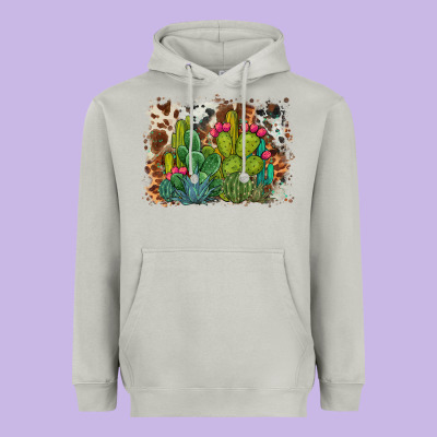 Watercolor Cactus Western Background Heavyweight Hoodie Designed By Barkaloodesign