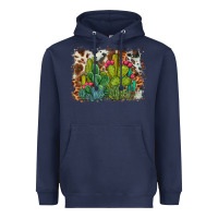 Navy watercolor cactus western background Heavyweight Hoodie - BarkalooDesign