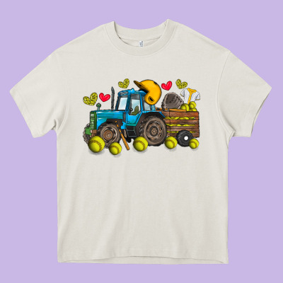 Softball Tractor Heavy Core Tee Designed By Sublimationcraftshop