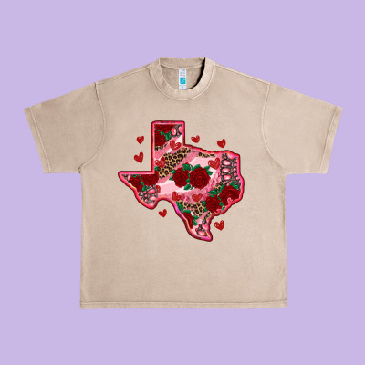 Valentine' S Day Texas Map With Roses Urban Heavy Tee Designed By Ranaportraitstore