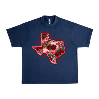 Navy valentine' s day texas map with roses Urban Heavy Tee - RanaPortraitStore