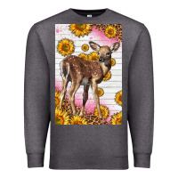 Charcoal Heather Western Cute Baby Deer Fawn Premium Sweatshirt - LillyAllenDesigns