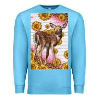 Ocean Blue Western Cute Baby Deer Fawn Premium Sweatshirt - LillyAllenDesigns