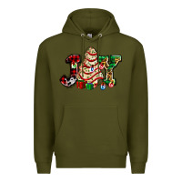 Army Green joy with christmas tree cake ado Premium Hoodie - AdoDesignShop