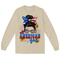 Mushroom All American girl 4th of July Long Sleeve Tee - CowGirlArtShop