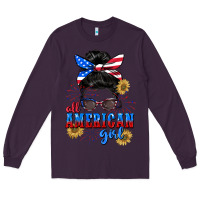 Plum All American girl 4th of July Long Sleeve Tee - CowGirlArtShop