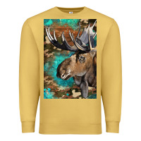 Antique Gold Western Camo Moose Premium Sweatshirt - LillyAllenDesigns