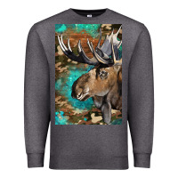 Charcoal Heather Western Camo Moose Premium Sweatshirt - LillyAllenDesigns