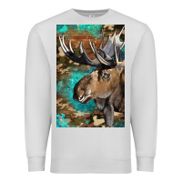 Dove Grey Western Camo Moose Premium Sweatshirt - LillyAllenDesigns