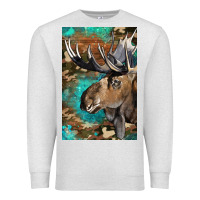 Oatmeal Heather Western Camo Moose Premium Sweatshirt - LillyAllenDesigns