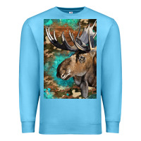 Ocean Blue Western Camo Moose Premium Sweatshirt - LillyAllenDesigns
