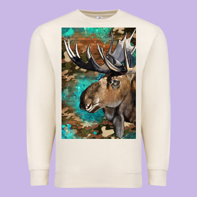 Western Camo Moose Premium Sweatshirt Designed By Lillyallendesigns