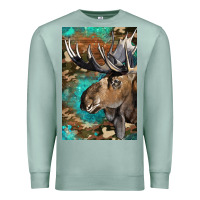 Seafoam Western Camo Moose Premium Sweatshirt - LillyAllenDesigns