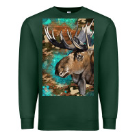 Sports Green Western Camo Moose Premium Sweatshirt - LillyAllenDesigns