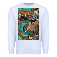 White Western Camo Moose Premium Sweatshirt - LillyAllenDesigns