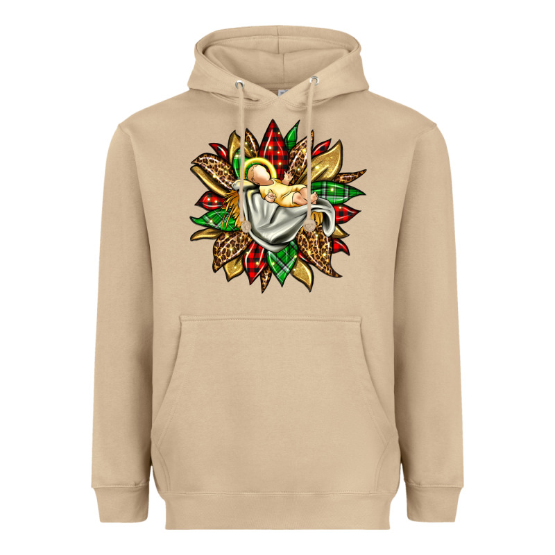 Christmas Baby Jesus Sunflower Heavyweight Hoodie by Jasminsmagicworld | Teevron