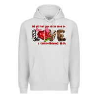Dove Grey let all that you do be done in love i corinthians Premium Hoodie - NancyCooperArtShop
