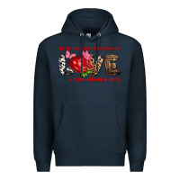 Navy let all that you do be done in love i corinthians Premium Hoodie - NancyCooperArtShop