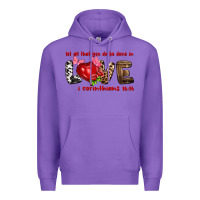 Purple let all that you do be done in love i corinthians Premium Hoodie - NancyCooperArtShop