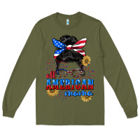 Army Green All American Mama 4th of July Long Sleeve Tee - CowGirlArtShop