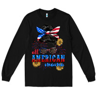 Black All American Mama 4th of July Long Sleeve Tee - CowGirlArtShop