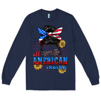 Navy All American Mama 4th of July Long Sleeve Tee - CowGirlArtShop