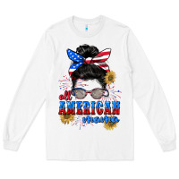 White All American Mama 4th of July Long Sleeve Tee - CowGirlArtShop