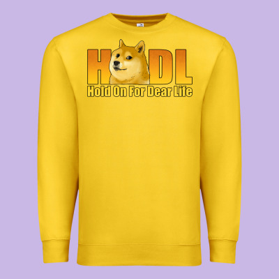 Hodl Hold On For Dear Life Dogecoin Premium Sweatshirt Designed By Jasminsmagicworld