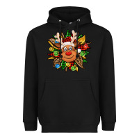 Black Christmas reindeer sunflower Heavyweight Hoodie - Jasminsmagicworld