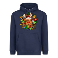 Navy Christmas reindeer sunflower Heavyweight Hoodie - Jasminsmagicworld