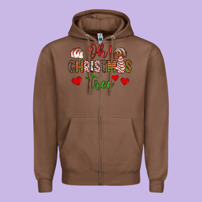 Oh Christmas Tree Zipper Hoodie Designed By Jahusdesignshop