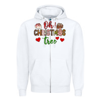 White oh christmas tree Zipper Hoodie - JahusDesignShop