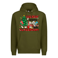 Army Green rockin around the classroom Premium Hoodie - MaliasSmallBusiness