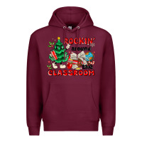Burgundy rockin around the classroom Premium Hoodie - MaliasSmallBusiness