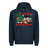 Navy rockin around the classroom Premium Hoodie - MaliasSmallBusiness
