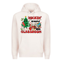 Pale Pink rockin around the classroom Premium Hoodie - MaliasSmallBusiness