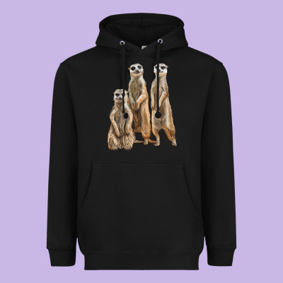 3 Meerkat Heavyweight Hoodie Designed By Lillyallendesigns