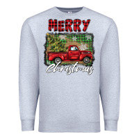 Heather Grey merry christmas truck Premium Sweatshirt - BarkalooDesign