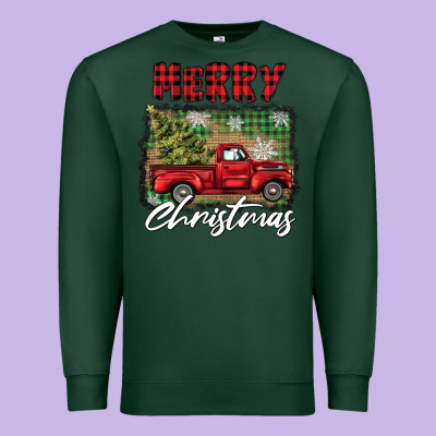 Merry Christmas Truck Premium Sweatshirt Designed By Barkaloodesign