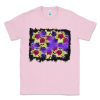 Bubblegum Pink halloween bat and roses background Classic Tee - BundleAndBundleShop